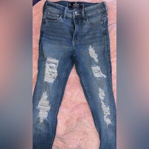 Hollister Blue Distressed Skinny Jeans